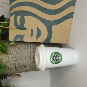 STARBUCKS CERAMIC HOT CUP WITH SILICONE LID